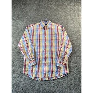 Stephen Gold Button Up Mens Large Yellow Blue Cotton Long Sleeve Casual